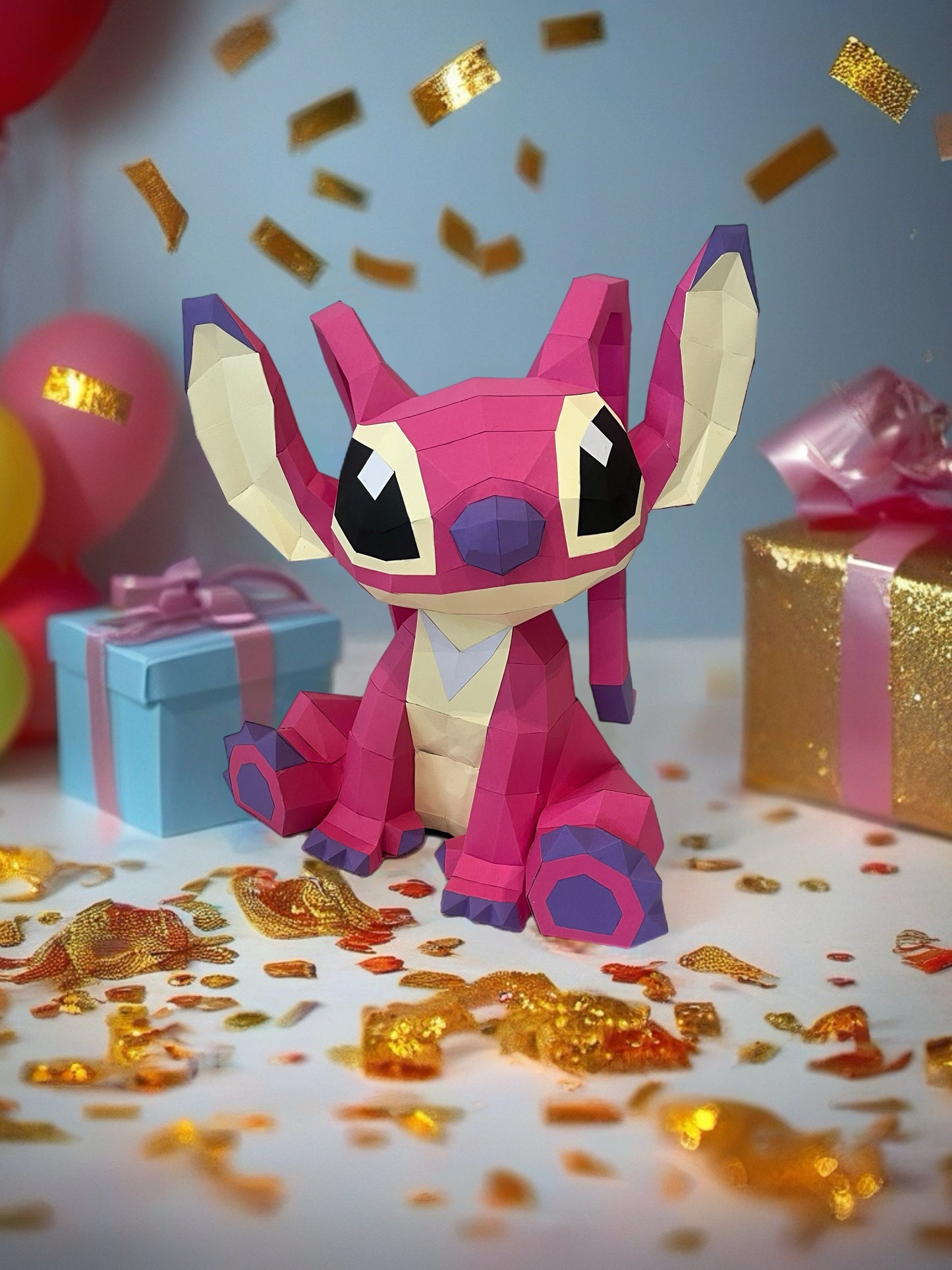 Low poly Stitch figura kao dekoracija u dečijoj sobi - personalizovani poklon za Disney fanove