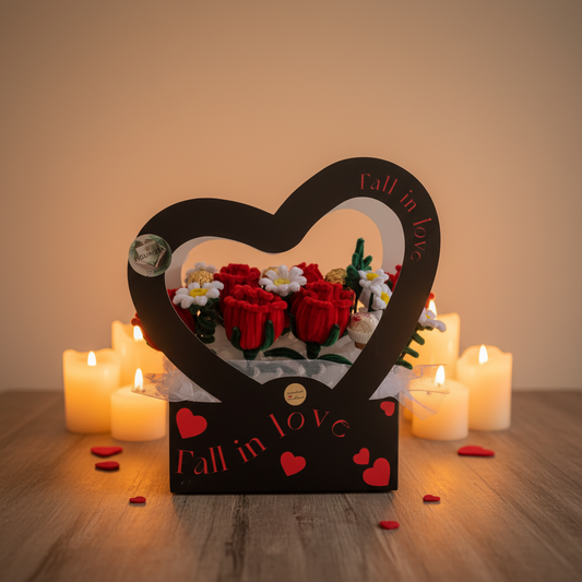 Ručno rađen žičani buket crvenih ruža u crnom srcu - personalizovani poklon za Valentinovo i Dan zaljubljenih